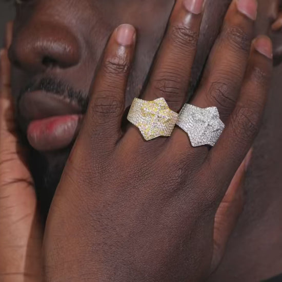 S925 Moissanite Cross Signet Ring - Different Drips