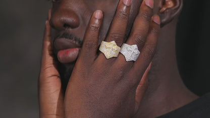 S925 Moissanite Cross Signet Ring - Different Drips