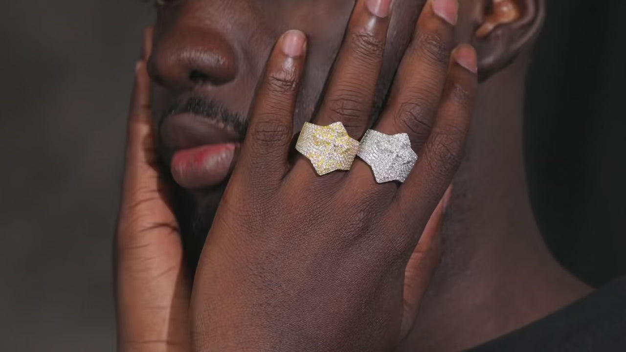 S925 Moissanite Cross Signet Ring - Different Drips