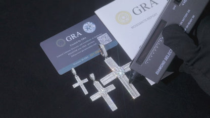 S925 Moissanite Baguette Cross Pendant - Different Drips