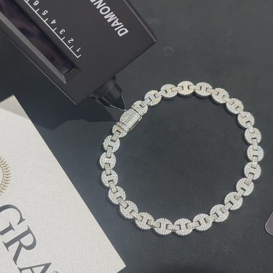 6-10mm Moissanite Iced Mariner-Link Bracelet - Different Drips
