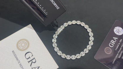 6-10mm Moissanite Iced Mariner-Link Bracelet - Different Drips