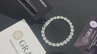 6-10mm Moissanite Iced Mariner-Link Bracelet - Different Drips