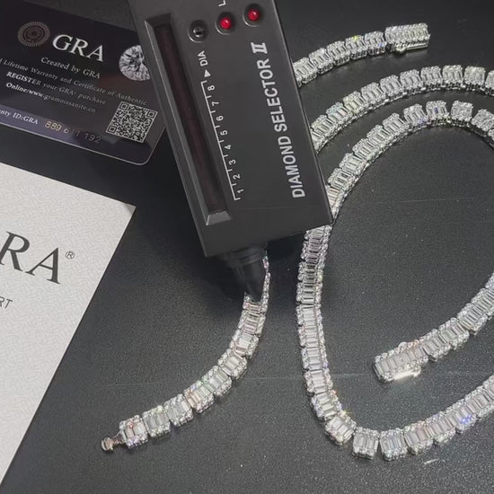 14mm S925 Moissanite Baguette Tennis Chain - Different Drips
