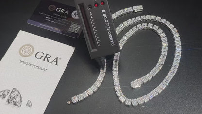 14mm S925 Moissanite Baguette Tennis Chain - Different Drips
