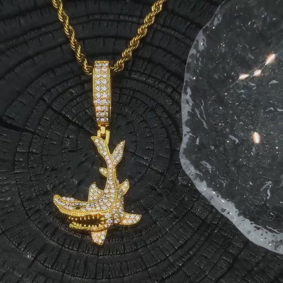 Moissanite Iced Shark Pendant - Different Drips