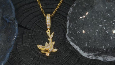 Moissanite Iced Shark Pendant - Different Drips