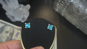 Moissanite Ice-Blue Round Stud Earrings - Different Drips