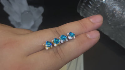 Moissanite Princess-Cut Ice Blue Stud Earring - Different Drips