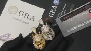 Moissanite Crowned Gorilla Head Pendant - Different Drips