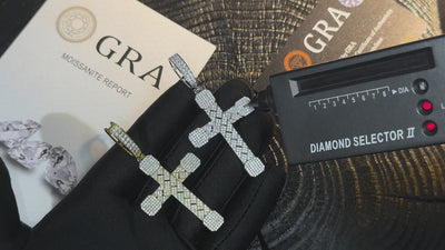 Basket-Weave Iced Moissanite Cross Pendant - Different Drips