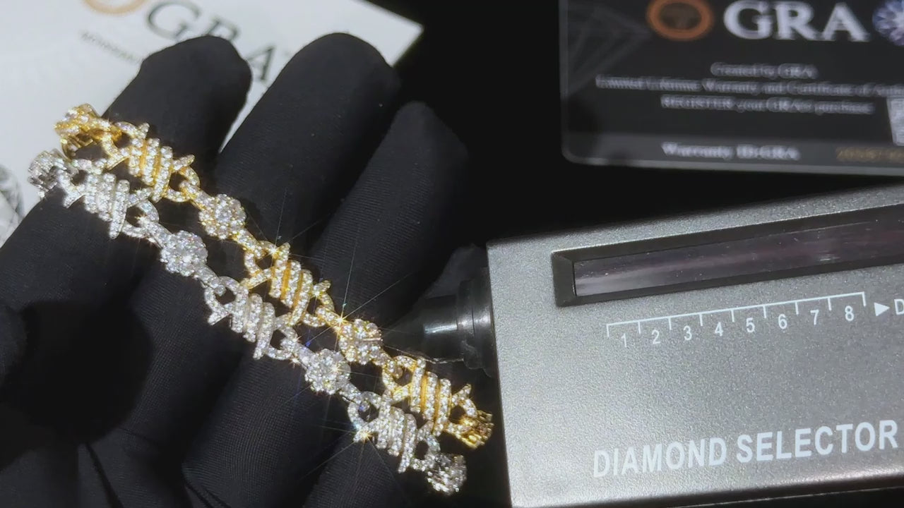 S925 Iced Barbed Wire Moissanite Bracelet - Different Drips