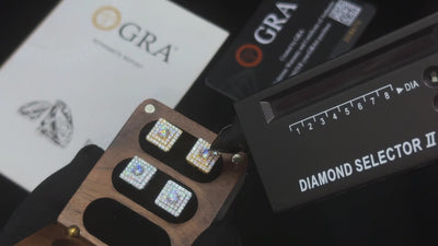 Square Pavé Halo Moissanite Stud Earrings - Different Drips