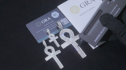 S925 Moissanite Baguette Ankh Cross Pendant - Different Drips