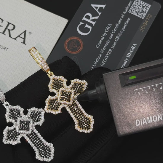Black Pave Budded Cross Moissanite Pendant - Different Drips