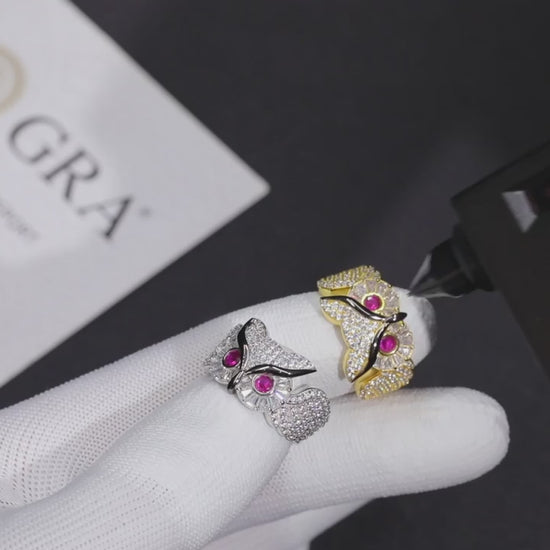 S925 Moissanite Diamond Owl Ring - Different Drips