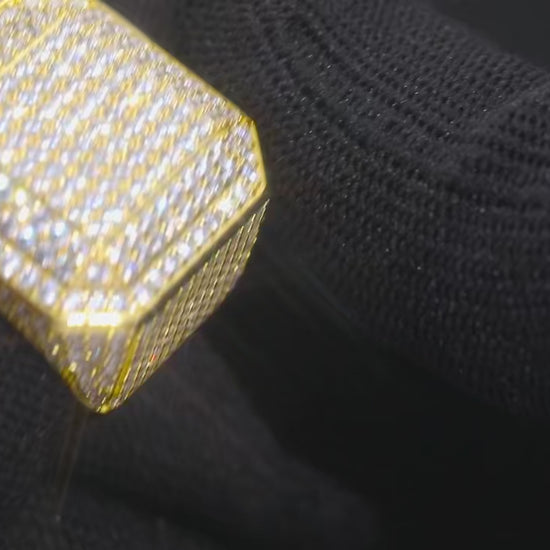 S925 Moissanite Diamond Square Signet Ring - Different Drips