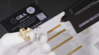 S925 Moissanite Baguette Royal Cross Ring - Different Drips