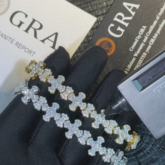 Moissanite Budded Cross Link Tennis Bracelet - Different Drips