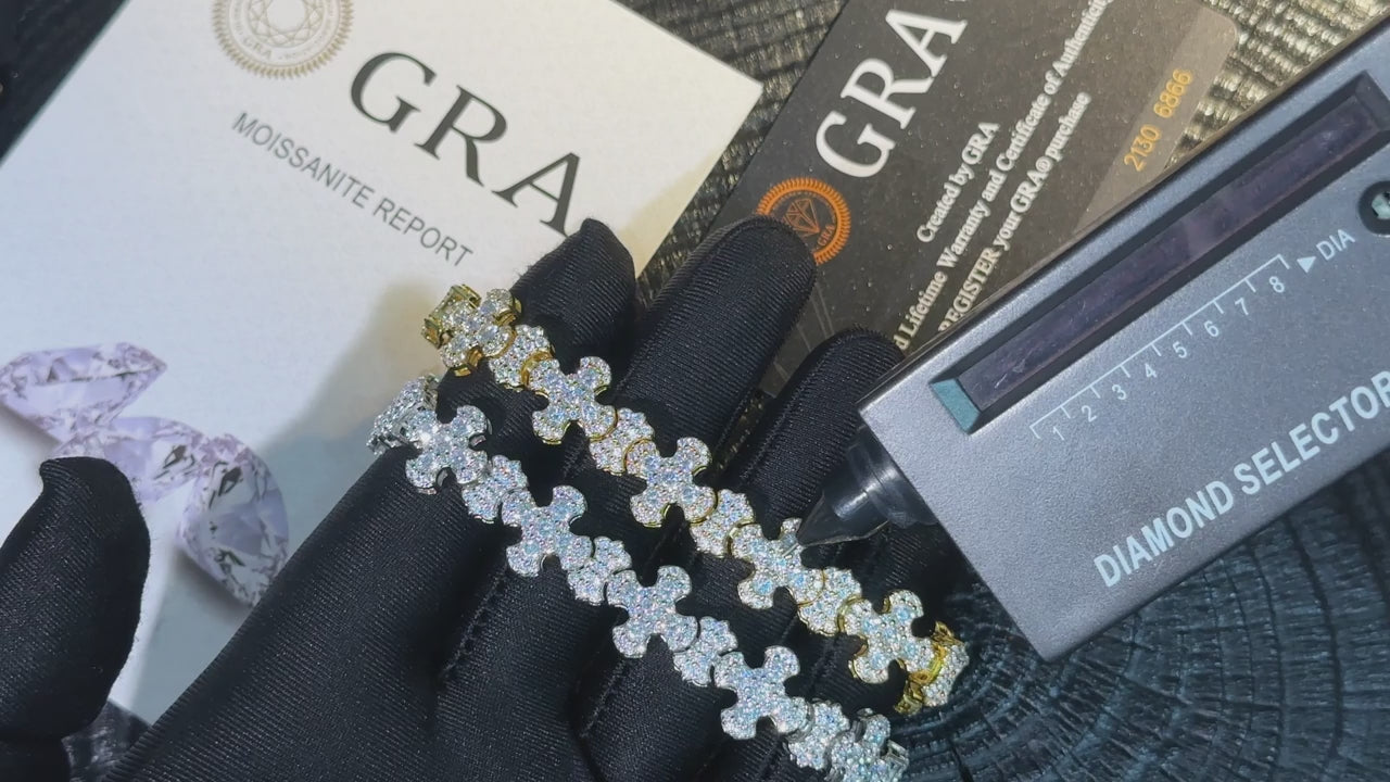 Moissanite Budded Cross Link Tennis Bracelet - Different Drips