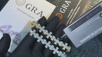 Moissanite Budded Cross Link Tennis Bracelet - Different Drips