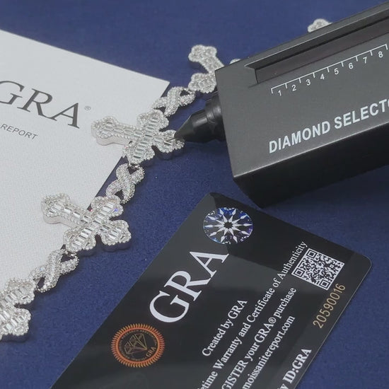 Iced Out Baguette Moissanite Cross Bracelet - Different Drips