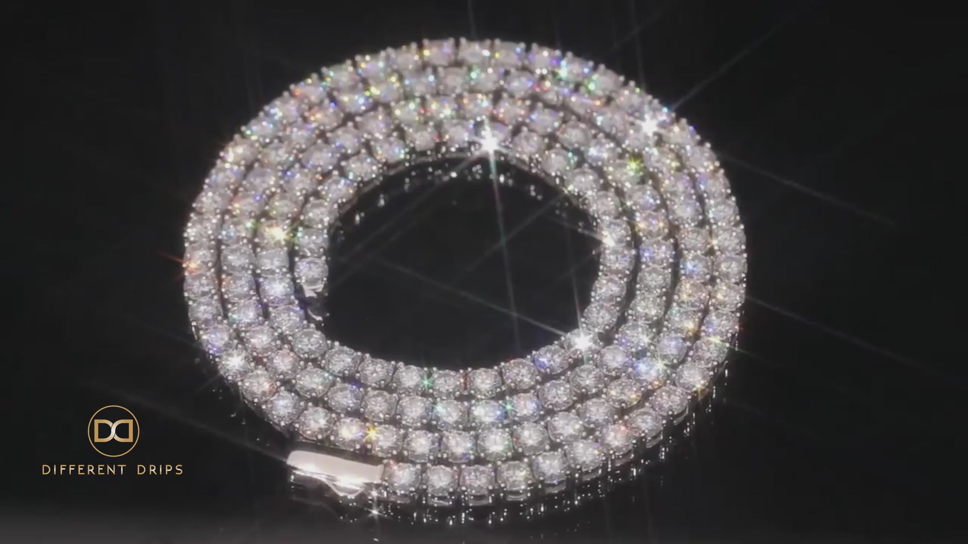 3-6mm Round Cut Iced Tennis Chain - Different Drips