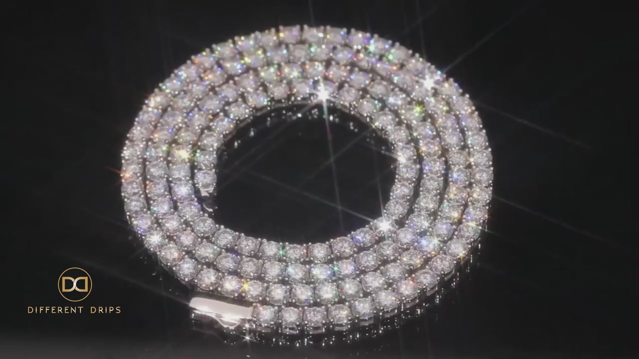 3-6mm Round Cut Iced Tennis Chain - Different Drips