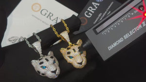 S925 Moissanite Panther Head Pendant - Different Drips