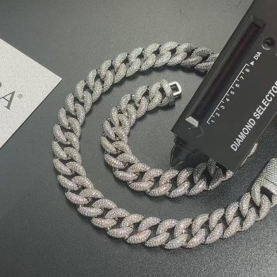 16mm S925 Moissanite Curb Cuban Chain - Different Drips