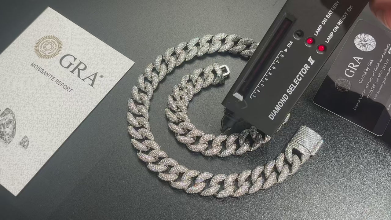 16mm S925 Moissanite Curb Cuban Chain - Different Drips