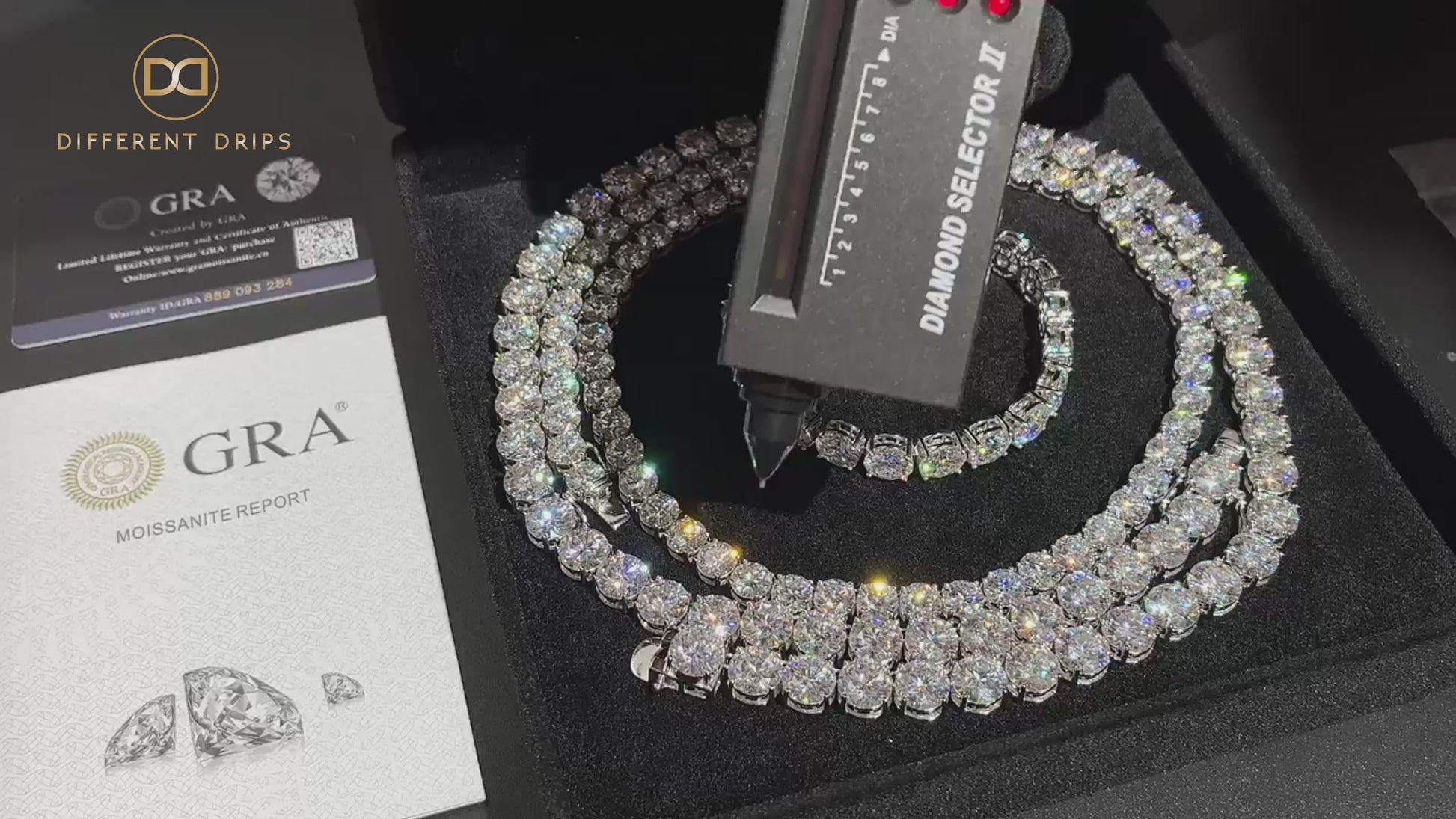 Moissanite Tennis Chain 18k Gold (All Sizes) - Different Drips