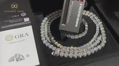 Moissanite Tennis Chain 18k Gold (All Sizes) - Different Drips