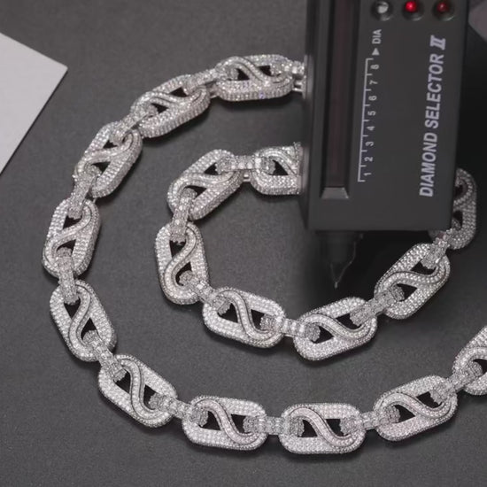 14mm S925 Moissanite Infinity Mariner Link Chain - Different Drips