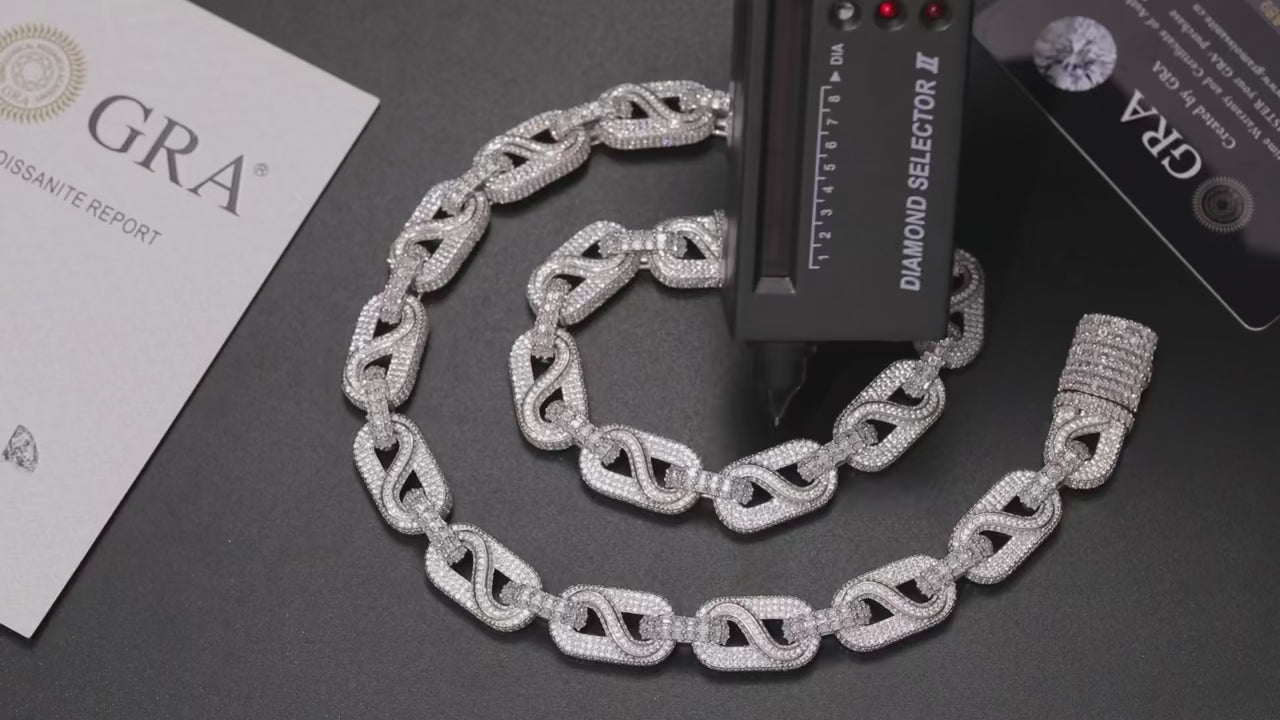 14mm S925 Moissanite Infinity Mariner Link Chain - Different Drips