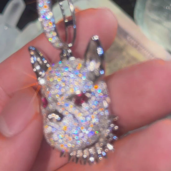 Iced Moissanite Bulldog Head Pendant - Different Drips