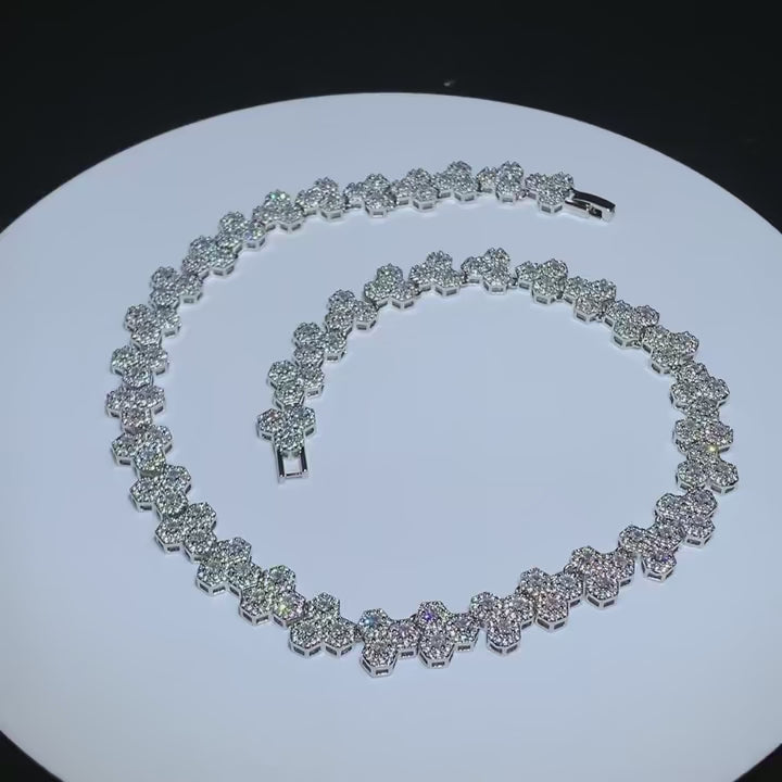 10mm S925 VVS Moissanite Honeycomb Link Chain - Different Drips
