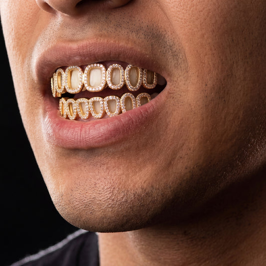 Iced Hollow Rounded Open Face Grillz - Different Drips