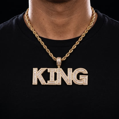 Baguette Custom Letter Pendant Yellow Gold - Different Drips