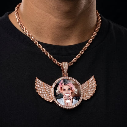Iced Out Wing Photo Pendant - Different Drips