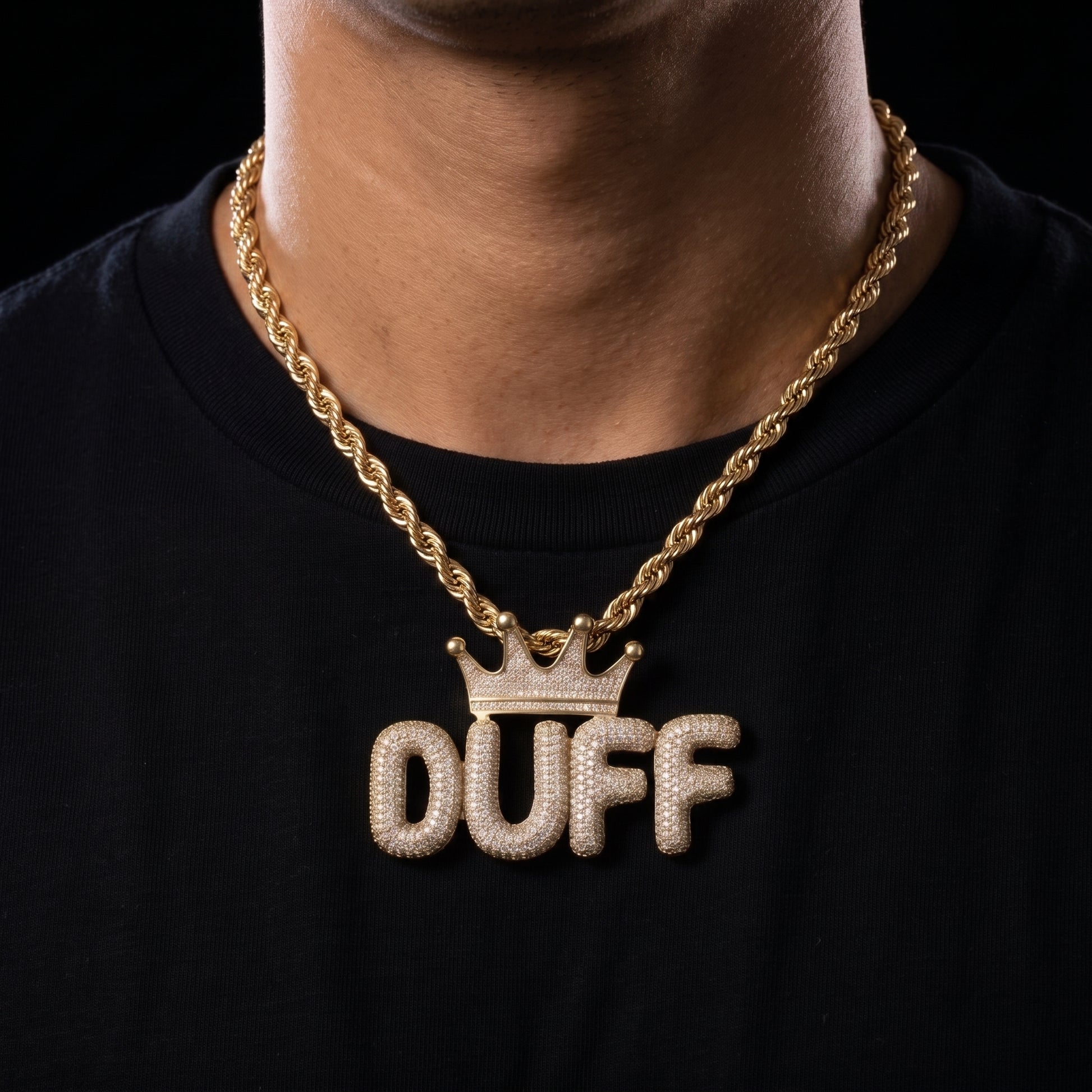 Crowned Bubble Font Custom Letter Pendant - Different Drips