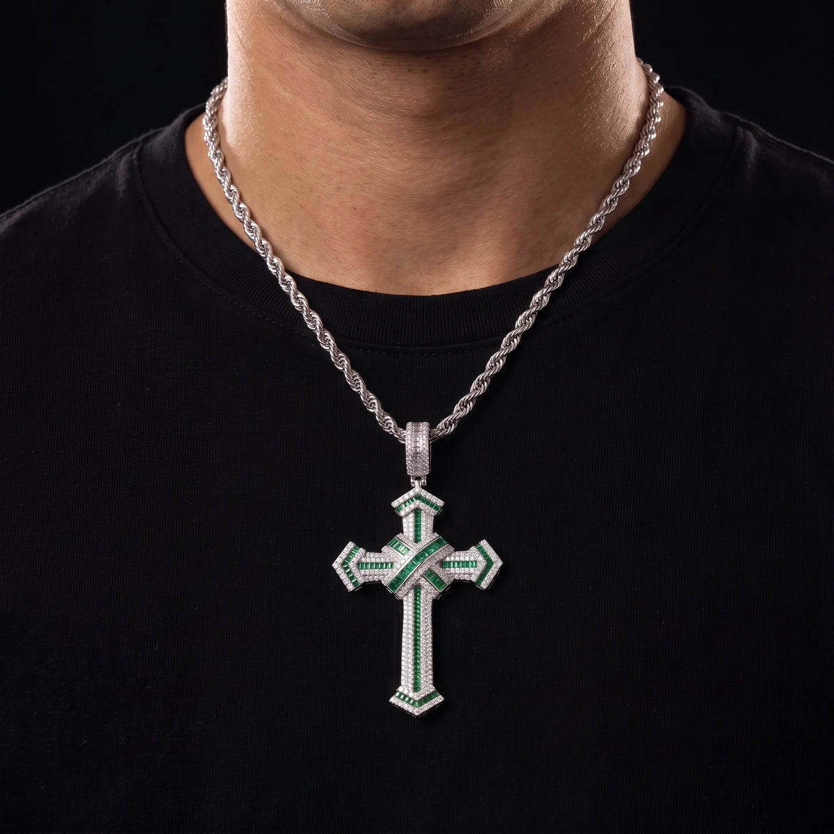 Baguette Colored Cross Pendant - Different Drips