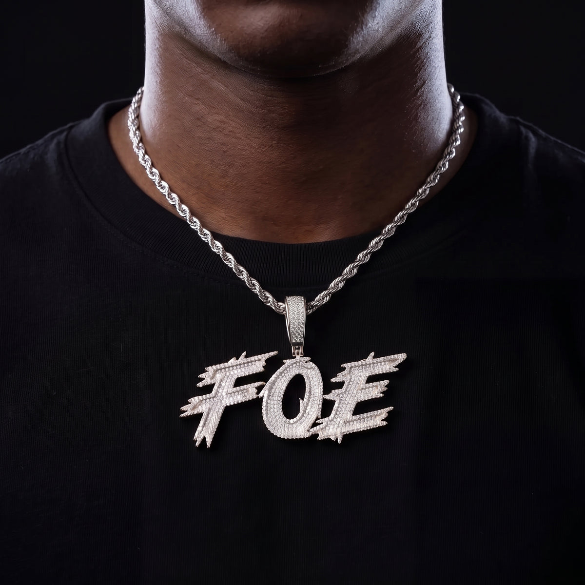 Iced Out Marker Script Custom Letter Name Pendant - Different Drips