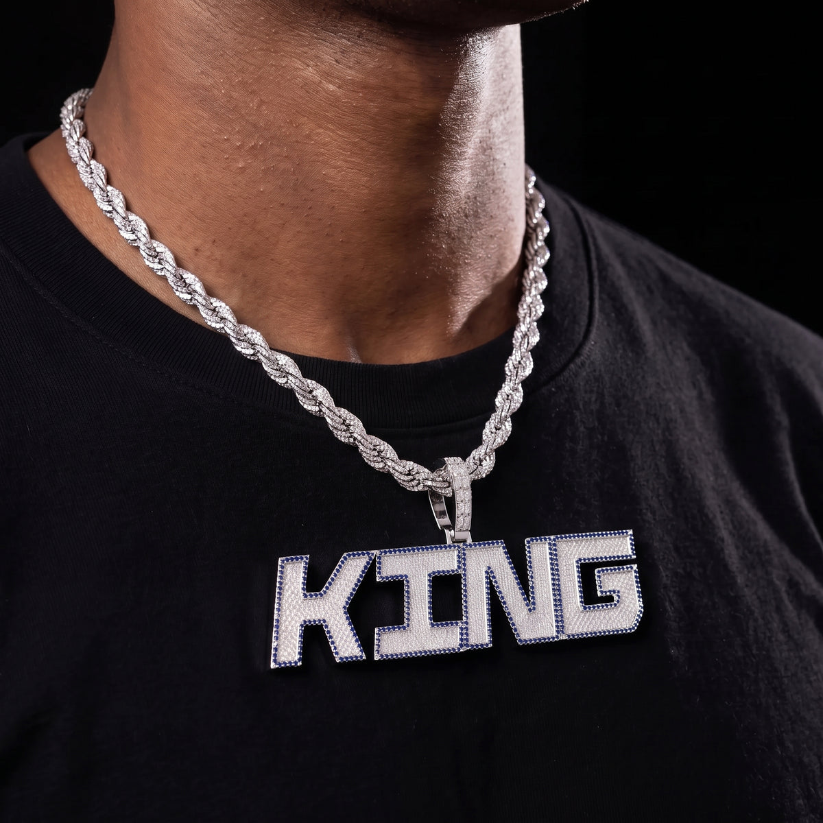 Iced Out Two Layer Custom Name Pendant - Different Drips