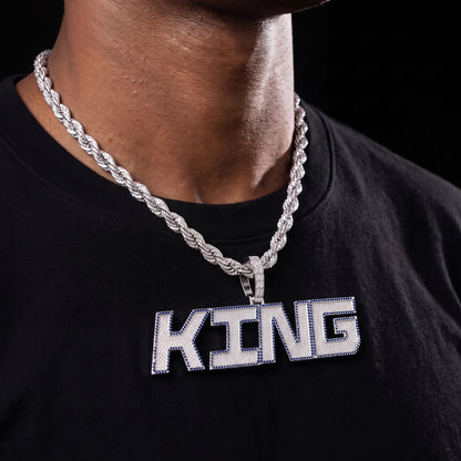 Iced Out Two Layer Custom Name Pendant - Different Drips
