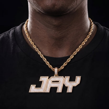 Iced Out Two Layer Custom Name Pendant - Different Drips