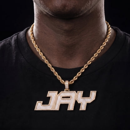 Iced Out Two Layer Custom Name Pendant - Different Drips