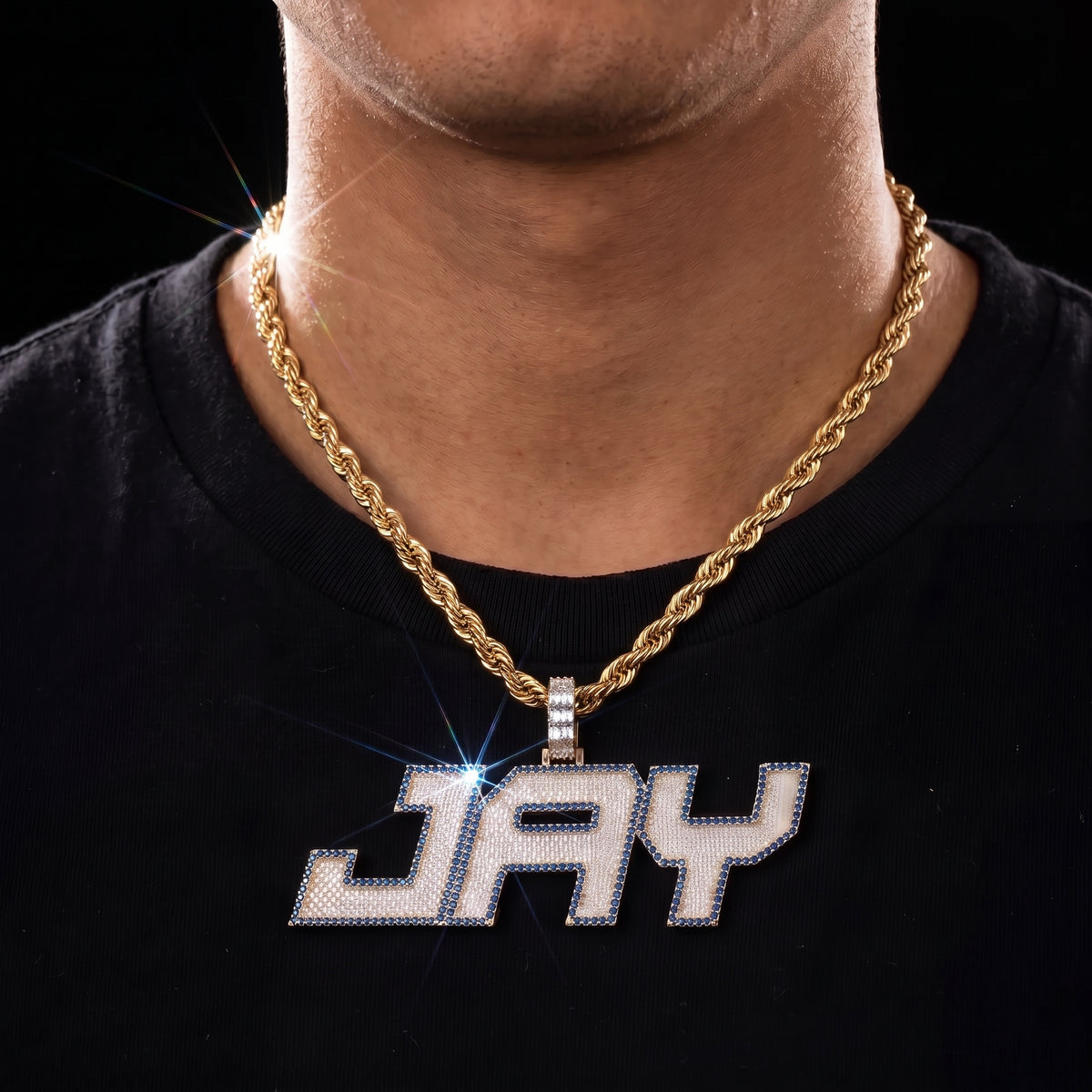 Iced Out Two Layer Custom Name Pendant - Different Drips
