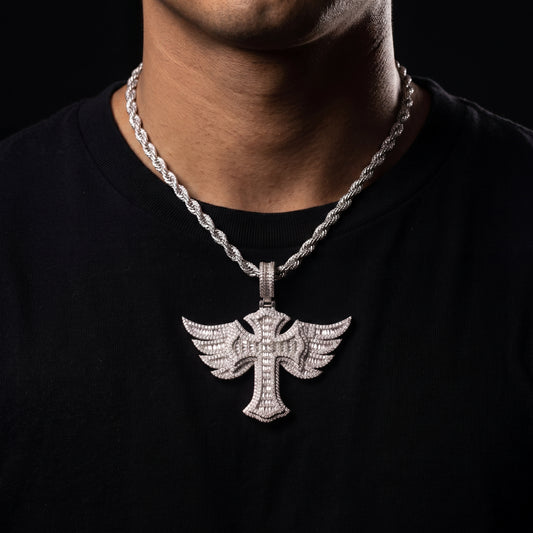 Baguette Winged Royal Cross Pendant - Different Drips