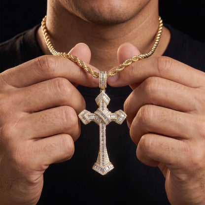 Baguette Cross Pendant - Different Drips